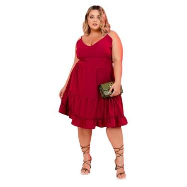Imagem de Vestido Curto Plus Size Rodado Soltinho Alça 3 Maria - Thania Moda Fem