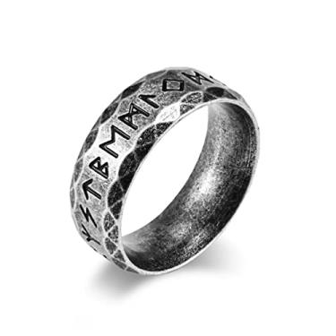 Imagem de Aprila Anéis Viking masculinos de aço inoxidável ouro/prata/preto/prata retrô runas nórdicas alianças de casamento para homens tamanho 8-12, Metal, Sem pedra preciosa