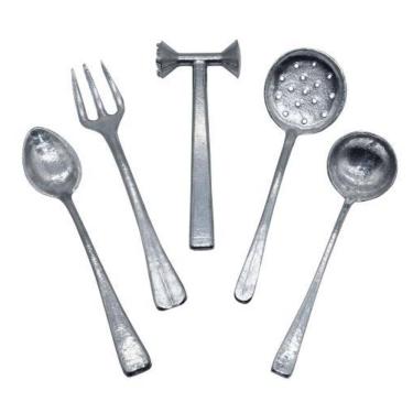 Imagem de Jogo Talher Alumínio Concha Escumadeira Martelo Garfo Colher
