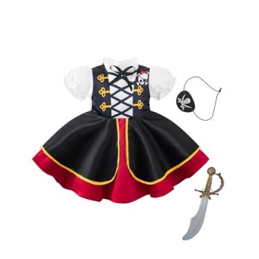 Imagem de MOMMY'S NEW MAN Toddler Baby Girl Deluxe Pirate Sea Buccaneer Princess Dress (4-5Y,Gold)