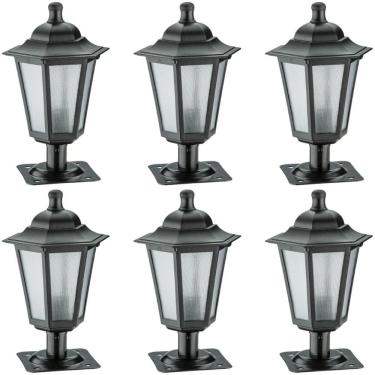 Imagem de 6 Luminárias de Jardim Balizadores Piso Muro Preto Colonial Lente Fosca Dital Linha Grega