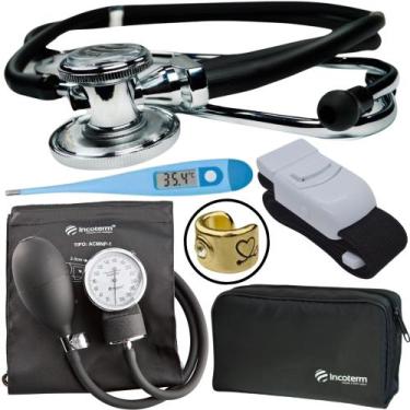 Imagem de Kit Aparelho Pressao Esfigmomanometro Estetoscopio Rappaport - Love Sa
