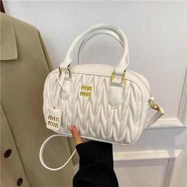Imagem de Bolsa Crossbody Feminina de Couro - Grande Capacidade e Luxo, Branco