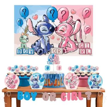 Imagem de Kit Festa Econômico Stitch Chá Revelação - 33 Itens - Piffer
