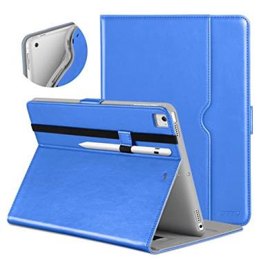 Imagem de DTTO Novo iPad 9,7 polegadas 5ª/6ª geração 2018/2017 capa com suporte para Apple Pencil, capa de couro premium com suporte para Apple iPad 9,7 polegadas, também serve para iPad Pro 9,7/Air 2/Air - azul royal