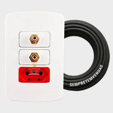 Imagem de Painel Parede Tomada 4x2 Duplo e Cabo de Áudio 3 Metros