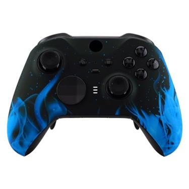 Imagem de eXtremeRate Blue Flame Patterned Faceplate Cover, Soft Touch Front Housing Shell Case Replacement Kit for Xbox One Elite Series 2, Xbox Elite 2 Core Controller Model 1797 - Accent Rings Included
