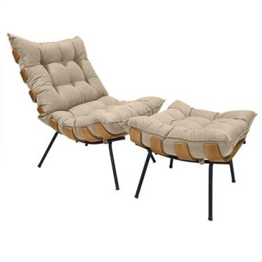 Imagem de Poltrona Costela com Puff em Linho ou Veludo - Élpis Móveis - Élpis Mó