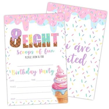 Imagem de Convites de aniversário de 8 anos, convite de festa de aniversário de 8 anos, preencha o convite com envelopes, 20 cartões com 20 envelopes, lembrancinha e decoração de festa de aniversário (10 x 15