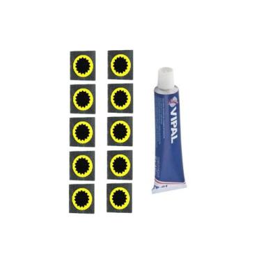 Imagem de Kit 10 un remendo reparo 30 mm câmara de ar bike moto + Cola - Vipal, 