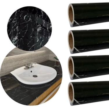 Imagem de Papel de Parede Adesivo Marmorizado Cozinha Bancada 8 Metros x 60cm Pr