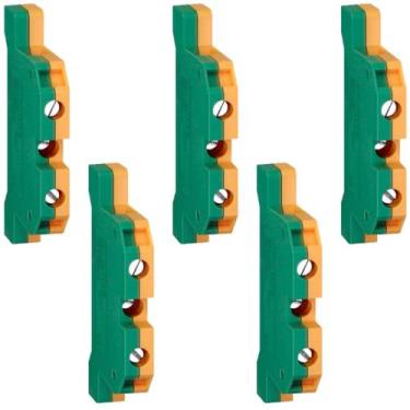Imagem de Kit 5 Conector Borne Terra Sak 4mm Verde para Trilho Din - Sibratec