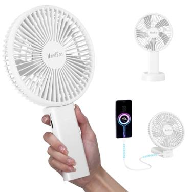 Imagem de HandFan 6 Inch Handheld Fan 4000mAh Battery Operated Fan 6 Settings Personal Desktop Fan with 5-34H Working Time Removable Base Strong Airflow for Home Office Campimg Hot Flashes Outdoor Sports
