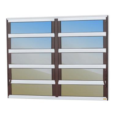 Imagem de Janela De Aluminio Basculante 2 Seções Elite Vidro Reflex 100cm X 120cm Brimak Mix Corten