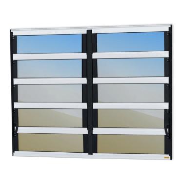 Imagem de Janela De Aluminio Basculante 2 Seções Elite Vidro Reflex 100cm X 120cm Brimak Mix Preto
