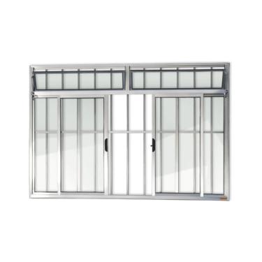 Imagem de Janela Plus 4 Folhas Com Bandeira E Grade Vidro Liso 100cm X 120cm Brimak Brilhante