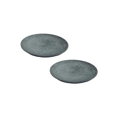 Imagem de Kit 2 Pratos Raso Redondo Pedra Sabão Sobremesa E Bolos 30Cm
