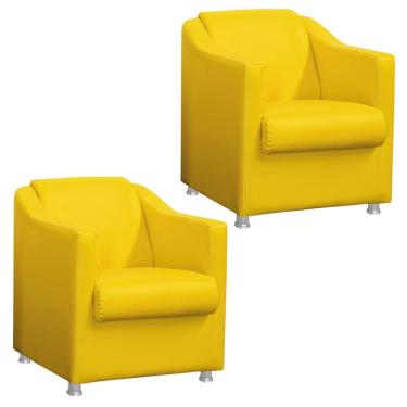 Imagem de Kit 2 Poltronas Tilla Decorativa Escritório Corino Amarelo