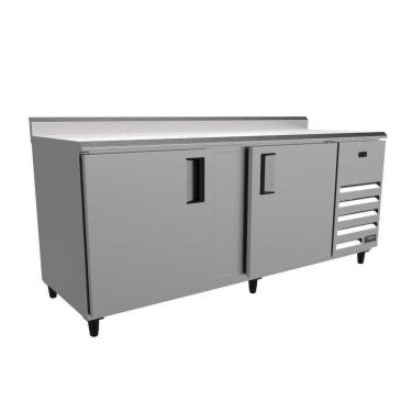 Imagem de Balcão De Serviço Refrigerado 2 Metros Inox Com Borda E Espelho Vbsr20 220v - Venâncio