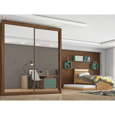 Imagem de Roupeiro Zurique 2 Portas Espelhada 100 Mdf Brauna/ Off White