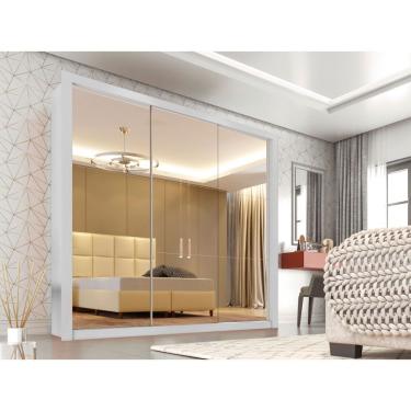 Imagem de Roupeiro Panamá Em Mdp 3 Portas Espelhado Sallêto Branco