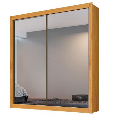 Imagem de Roupeiro Zurique 2 Portas Espelhada 100 Mdf Peroba/ Off White