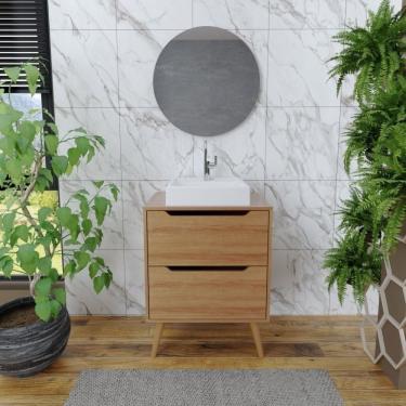 Imagem de Gabinete Para Banheiro Com Espelheira 60Cm Marrom