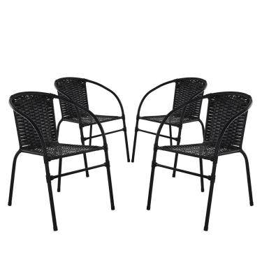 Imagem de Conjunto 4 Cadeiras Happy Hour Varanda área Sacada Edícula Empilhável Jardim Artesanal...