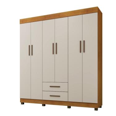 Imagem de Roupeiro Copacabana New 6 Portas 2 Gavetas Benetil Cinamomo/Off White