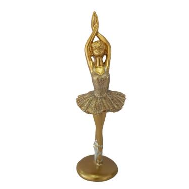 Imagem de Estatueta Bailarina Dourada Em Resina 23cm