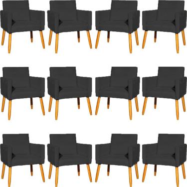 Imagem de Kit 12 Poltronas Decorativa Para Sala Nina Suede Cores Pé Palito 30cm Castanho - Suede