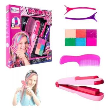 Imagem de Brinquedo Menina Mechas De Cabelo Colorida Máquina Para Pintar Cabelo
