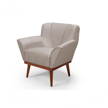 Imagem de Cadeira Poltrona Yasmin Veludo Decorativa Império Estofados Bege