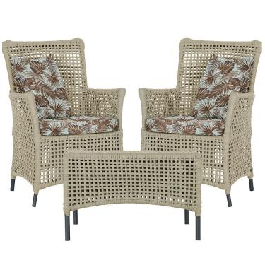 Imagem de 2 Poltronas E 1 Mesa Igapó Alumínio Preta Corda Náutica E6 Rami