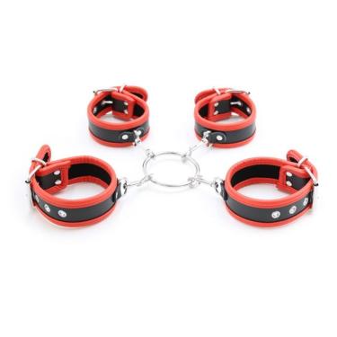 Imagem de Kit Bondage Preto E Vermelho Com Algema E Tornozeleira Coleção Fetiche Lovetoys Preto E Vermelho