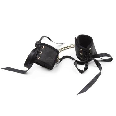 Imagem de Algemas Para Punho Em Renda Com Amarração Coleção Fetiche Lovetoys Preto