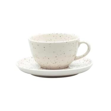 Imagem de Xícara Para Chá Com Pires Em Cerâmica Flat Chuvisco 200ml Oxford