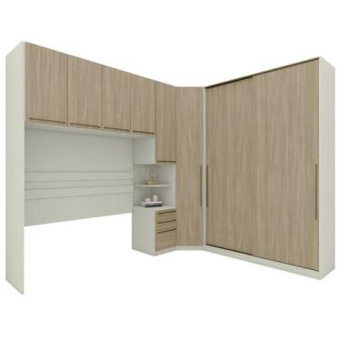 Imagem de Quarto Casal Modulado 8 Portas 241x289 cm Seletto Areia Jequitiba Henn