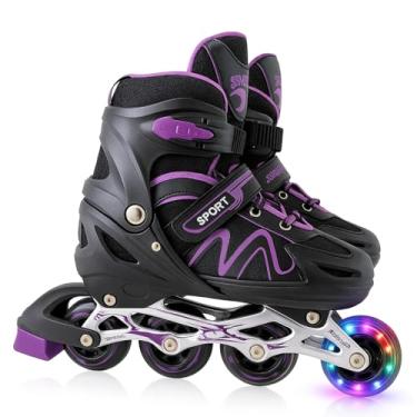 Imagem de Patins Adulto Roller Inline Menina, Ajustável em 4 Tamanhos, Patins Semi-Profissional, Ideal para meninos e meninas, com bolsa, Patins 4 rodas patins adulto