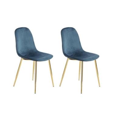 Imagem de Conjunto com 2 Cadeiras Sindy Azul Pernas Cromadas - Keva