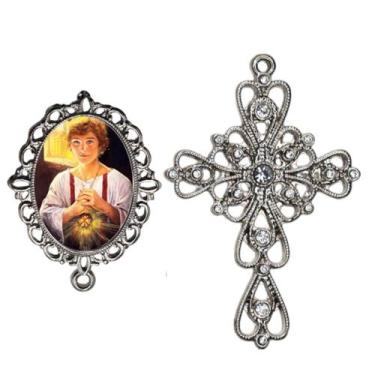 Imagem de Crucifixo Arabesco Terço de Noiva Relicario São Tarcisio Peças para Mo