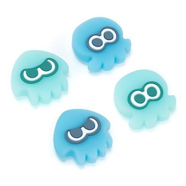 Imagem de WISHAVEN Capas Para Joystick Joycon Compatíveis Com Splatoon Nintendo Switch, Capa De Silicone Macio Controle Switch/Oled/Lite, 4 Peças - Lula E Polvo (Ciano Verde Luminoso)