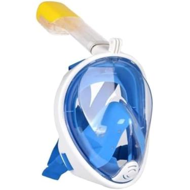 Imagem de Máscara de Mergulho Livre Snorkeling Full Face Com Suporte Para Câmera GoPro Tamanho L/XL Azul