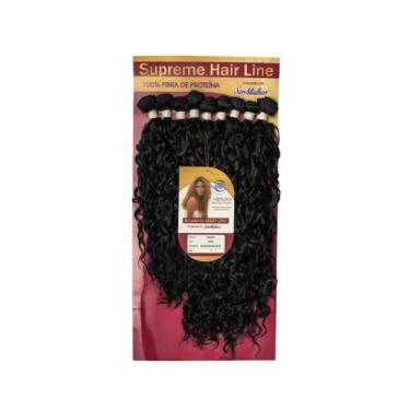Imagem de Cabelo Marta Ser Mulher 55 cm Entrelace 100% Fibra de Proteína, Preto