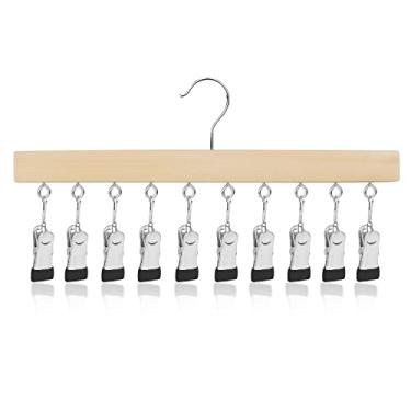 Imagem de LMSAWK Organizador De Chapéus Lmsawk, Cabide Para Guarda-Roupa, 10 Clipes, Giratório 360° Madeira Meias, Máscaras, Toalhas, Roupas Bebê, Luvas (Nature)