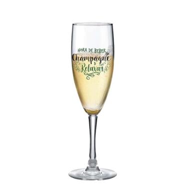 Imagem de Ruvolo, Taça de Champagne Bourbon, Taça de Vidro Decorada "Hora de Beber" 150ml