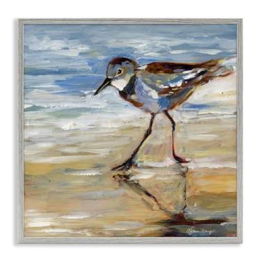 Imagem de Stupell Industries Sandpiper and Beach Tide Gray Framed Giclee Art Design por Susan Winget, 43 x 43 cm