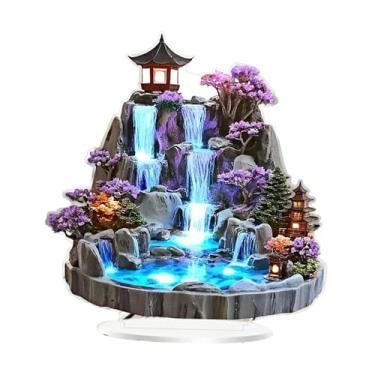 Imagem de Fenteer Fonte de água de mesa 2D, decoração, ornamento, feriado, acrílico, placa de mesa, sinal de mesa para mesa, entrada, armário, quarto