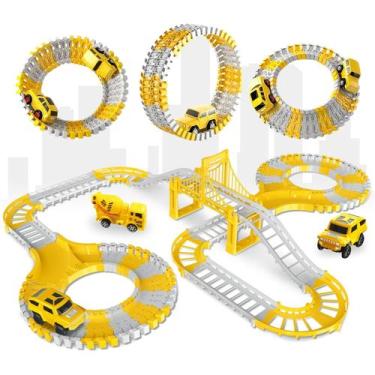 Imagem de Pista de Carrinhos Construção 98 Peças Brinquedo Infantil com Carrinho