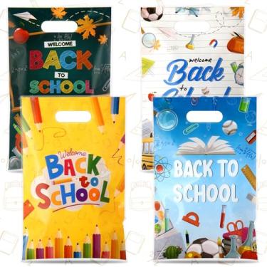 Imagem de Pasimy 48 peças de sacos de plástico de volta às aulas para o primeiro dia de aula, com alça para presente de boas-vindas, doces, lembrancinhas de festa, material de sala de aula escolar